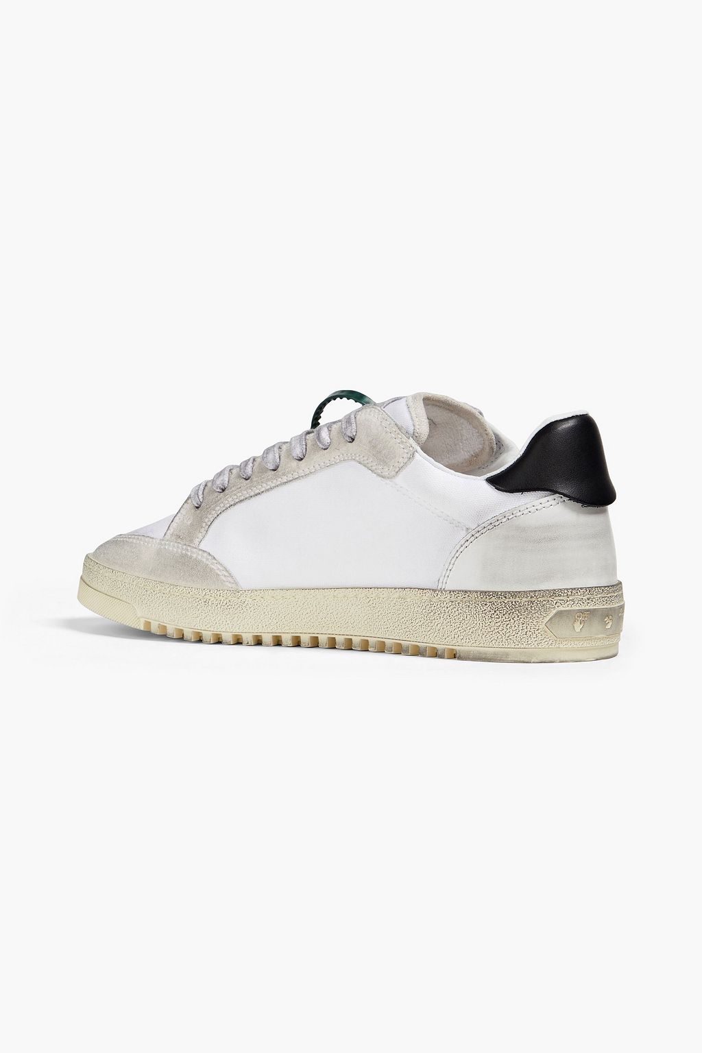 OFF-WHITE™ 5.0 distressed suede, leather and canvas sneakers | THE OUTNET