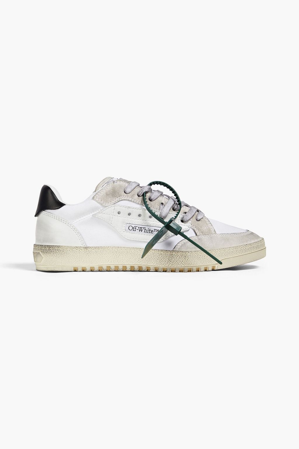 OFF-WHITE™ 5.0 distressed suede, leather and canvas sneakers | THE OUTNET