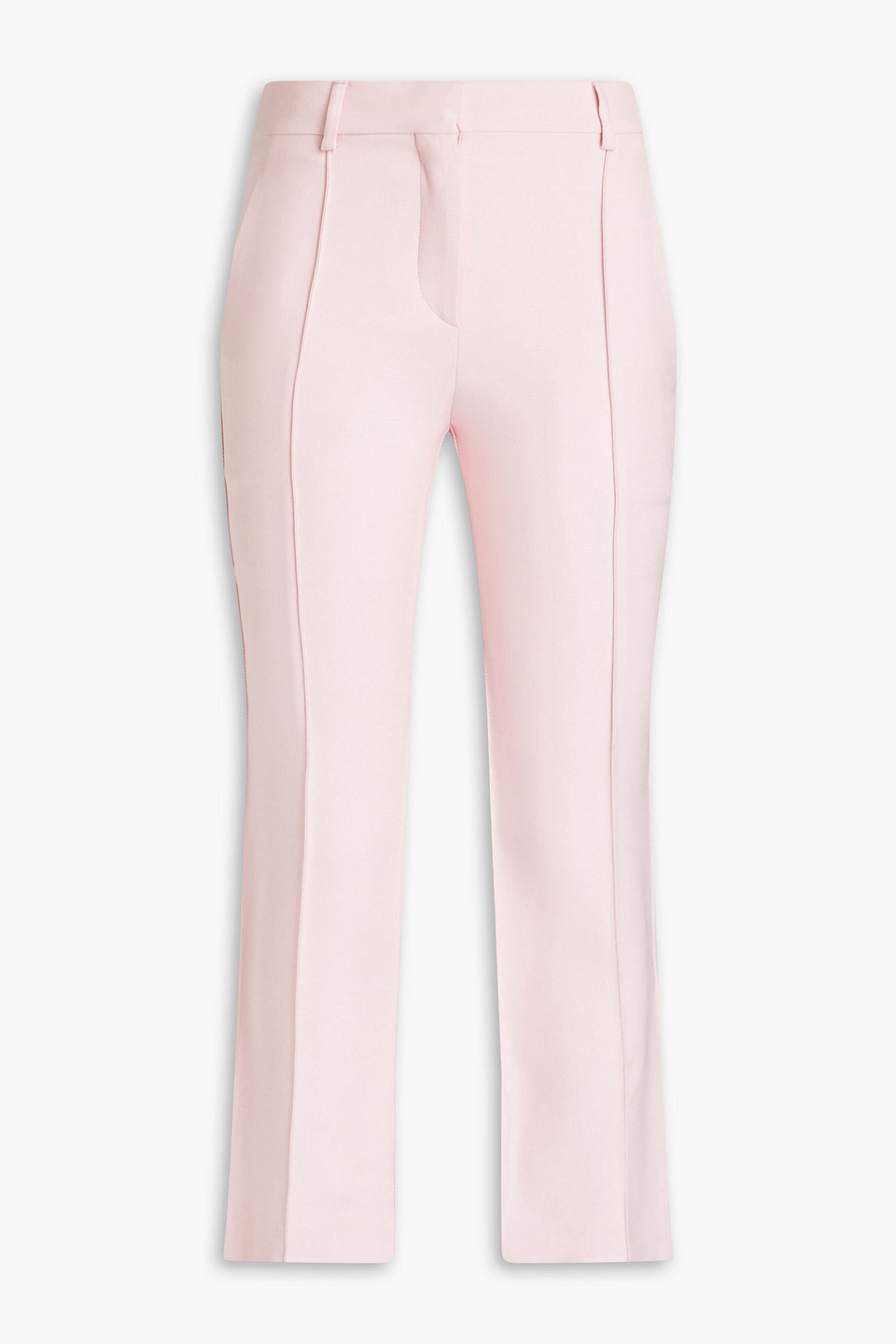 Valentino Cropped Wool And Silk-blend Crepe Bootcut Trousers In Pink