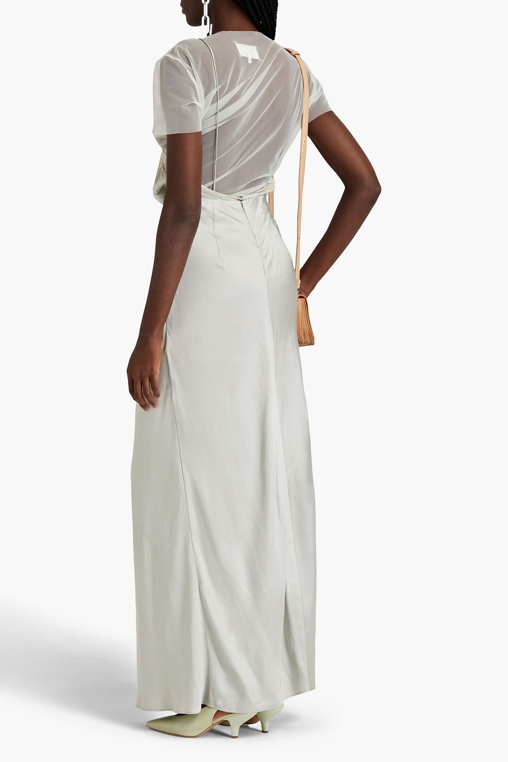 MM6 MAISON MARGIELA Convertible lace-trimmed satin maxi slip dress