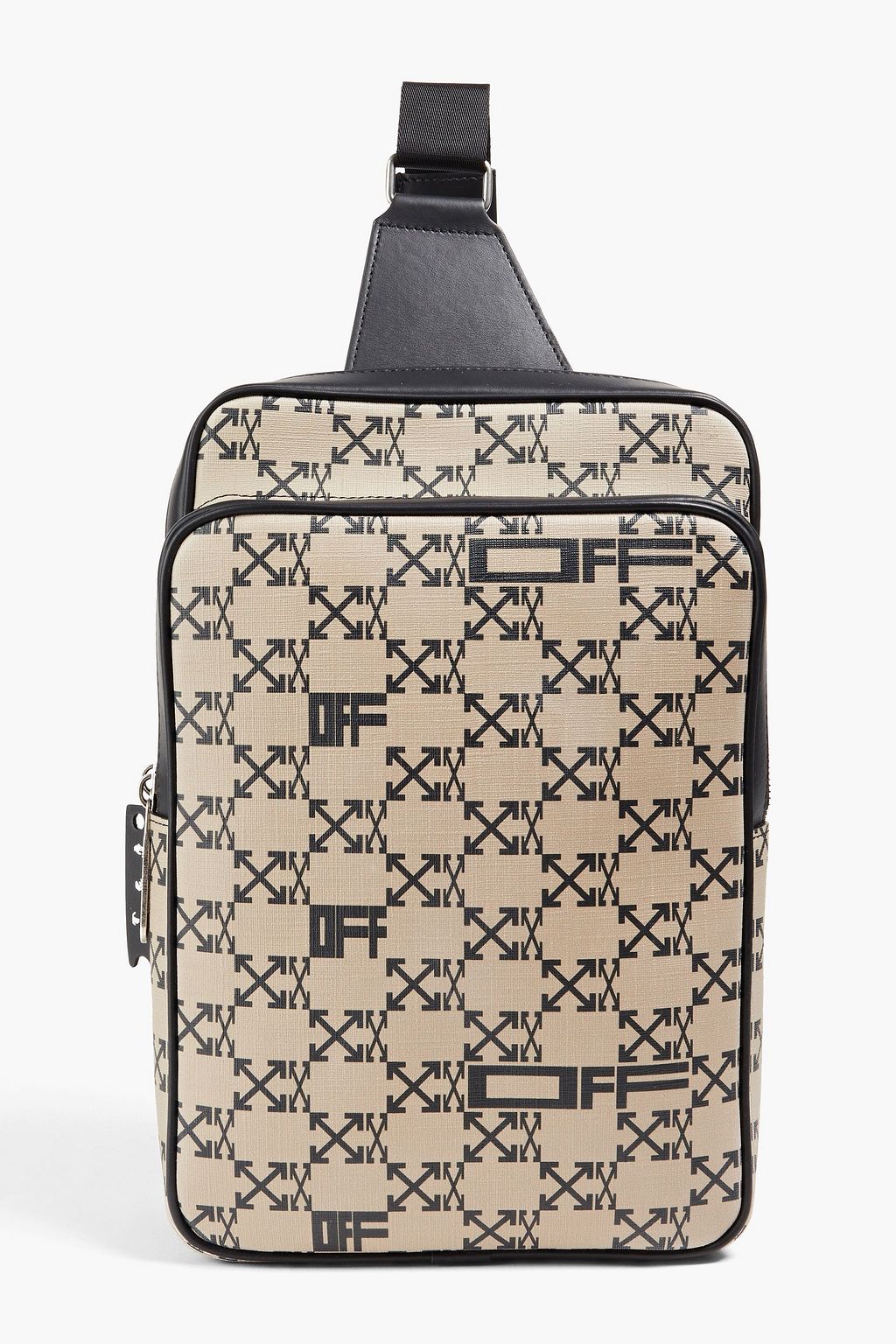 Logo-print faux leather backpack