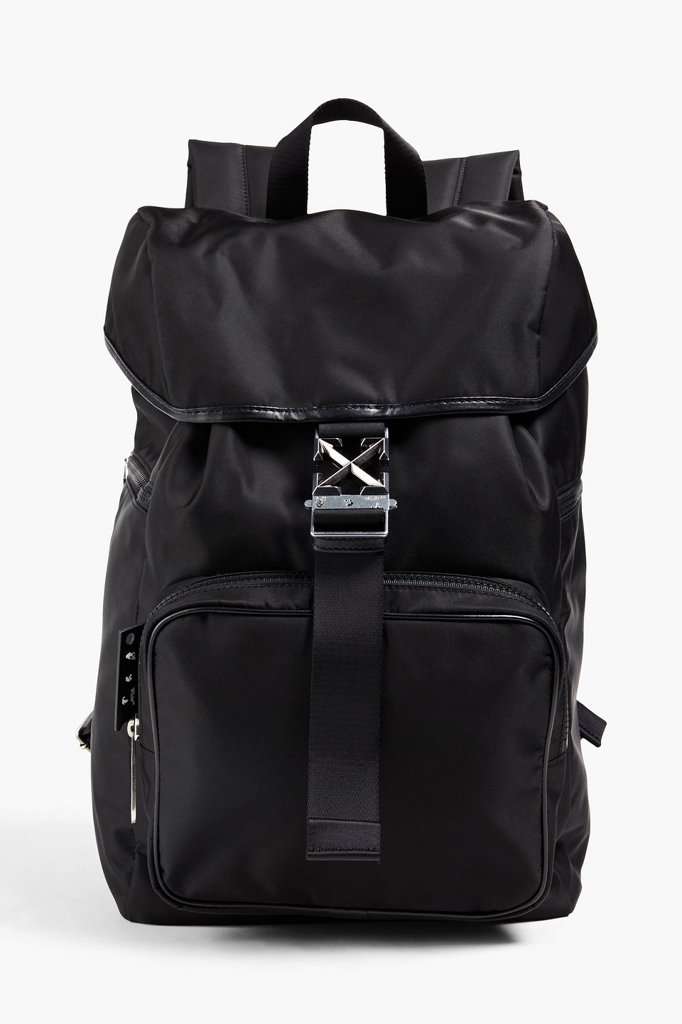 Off-white Arrow Faux Leather-trimmed Nylon Backpack In Black