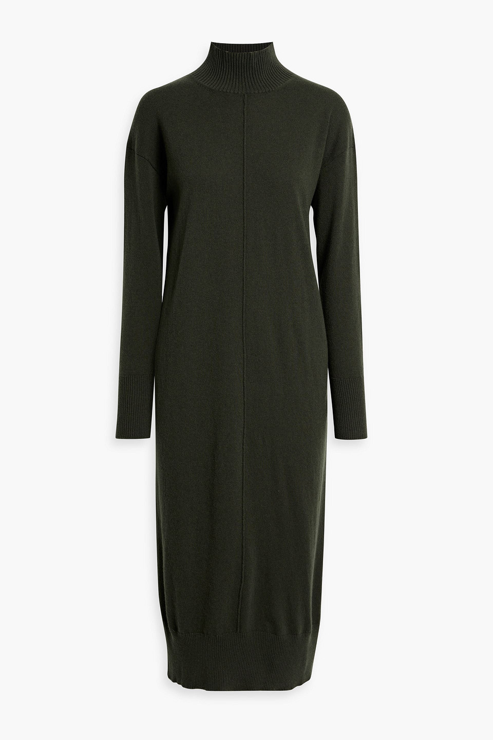 Iris & Ink Scarlett Wool Turtleneck Midi Dress In Forest Green