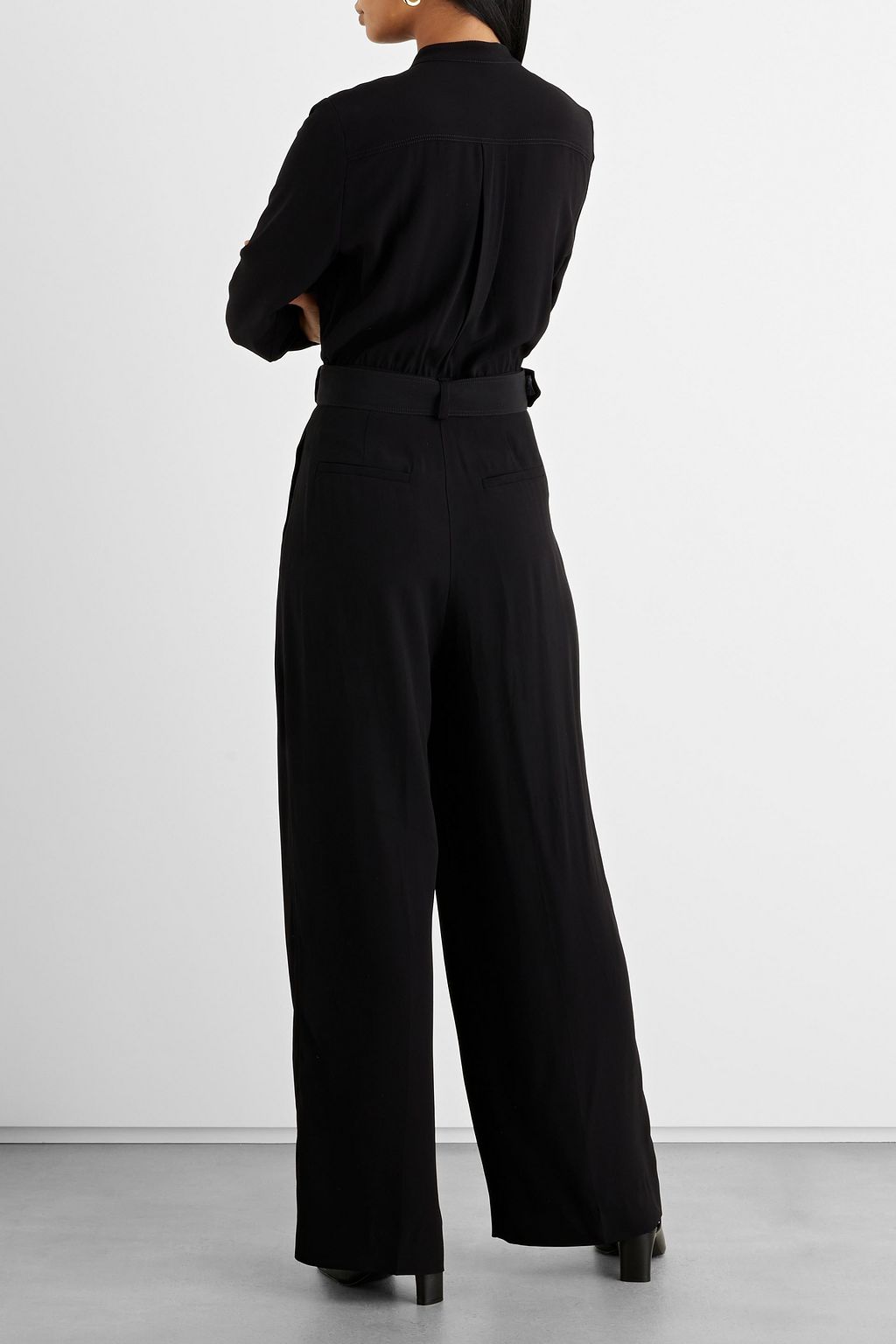 IRIS & INK Rose pleated satin-crepe jumpsuit