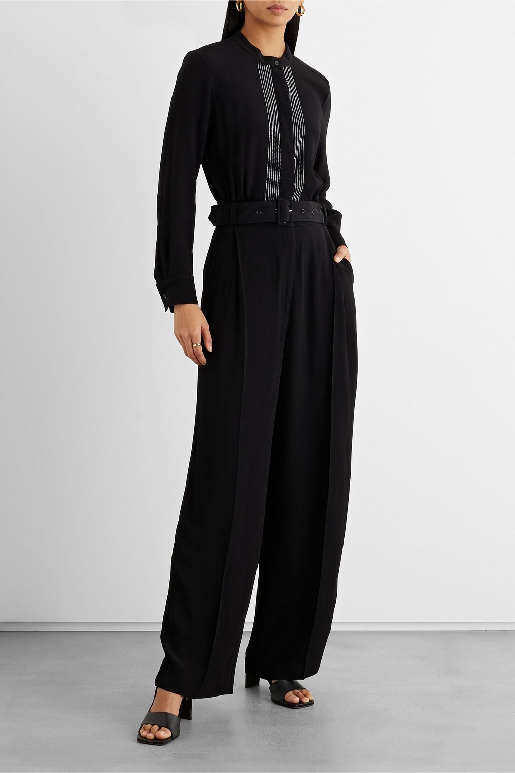 IRIS & INK Rose pleated satin-crepe jumpsuit