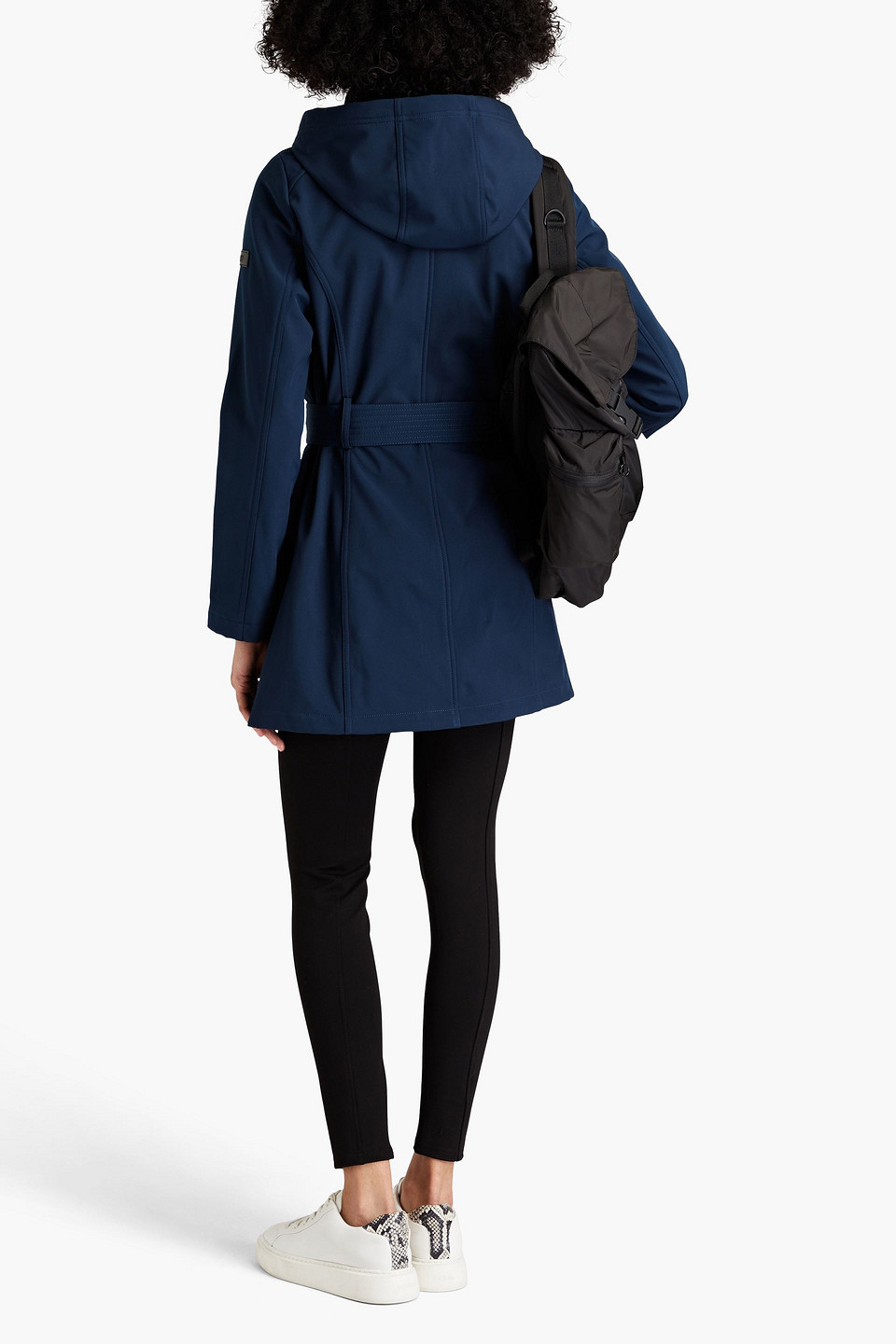 Shop Dkny Sleepwear Belted Shell Hooded Raincoat In Navy