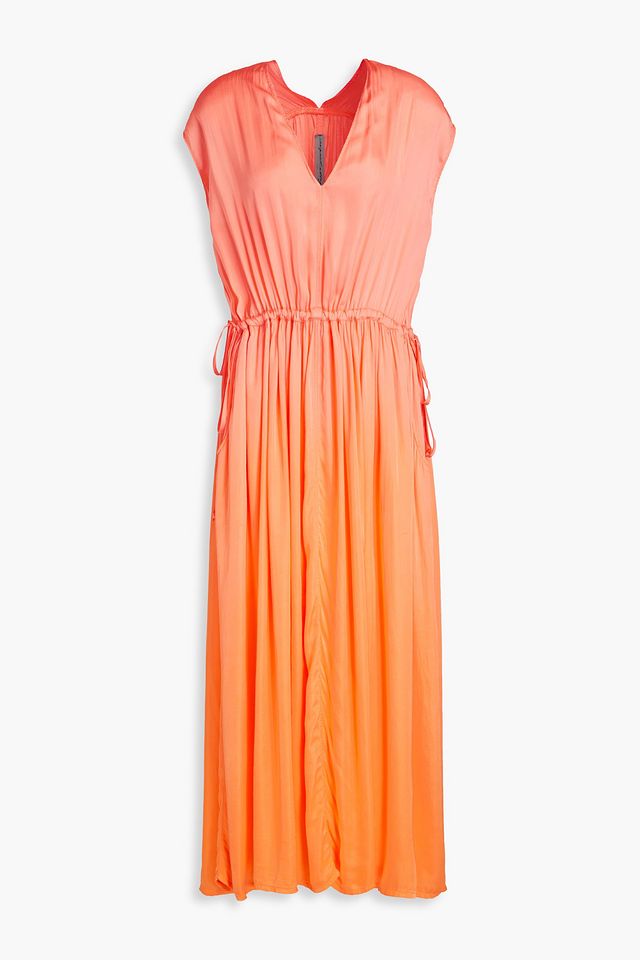 Daydream dégradé gathered satin-crepe maxi dress