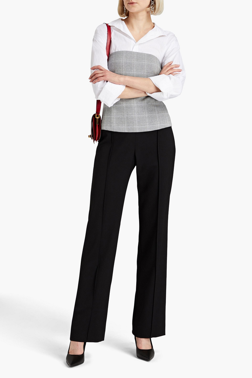 Shop Carolina Herrera Wool-blend Twill Straight-leg Pants In Black