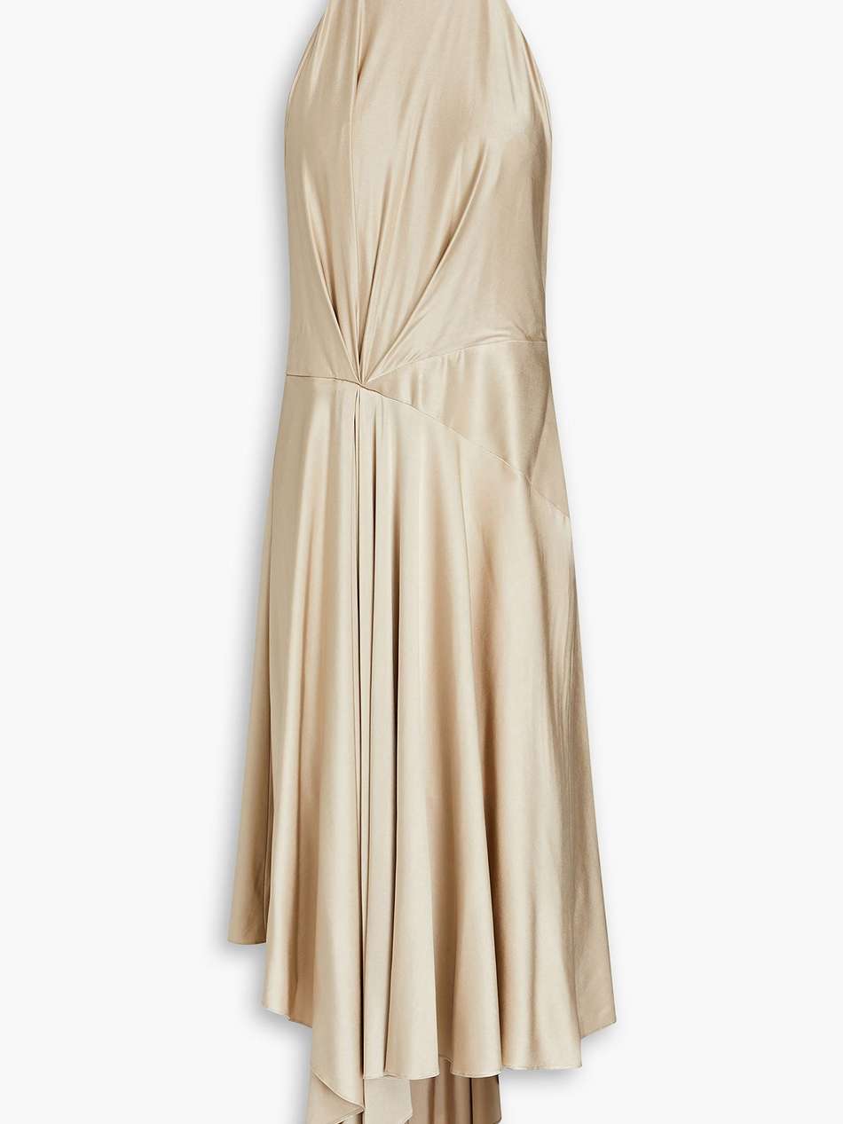 open-back satin-jersey halterneck midi dress