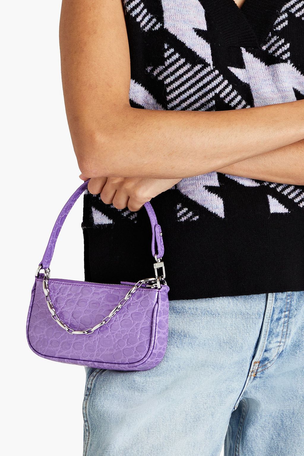 BY FAR Mini Rachel croc-effect leather shoulder bag