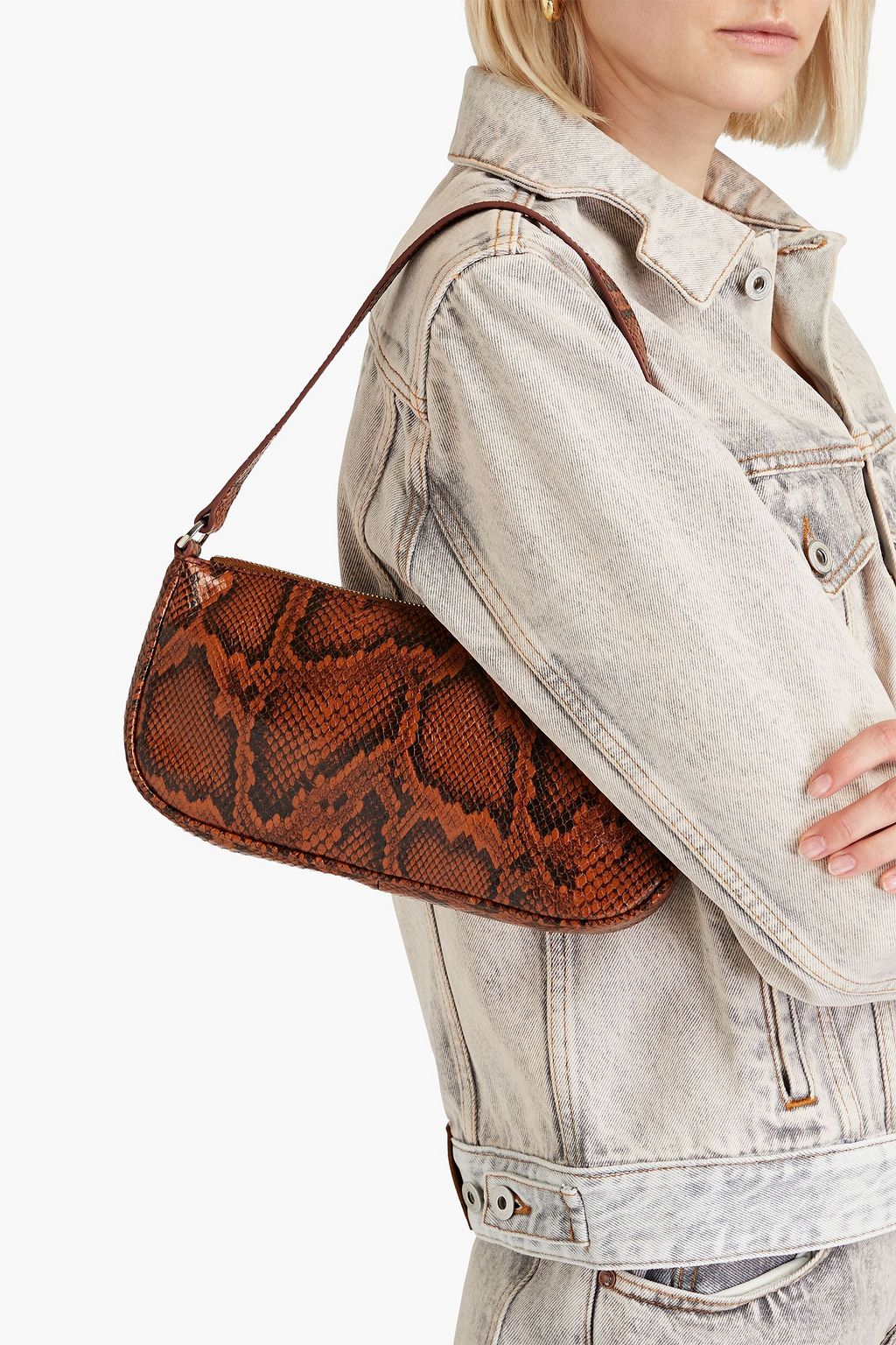 BY FAR Rachel snake-effect leather shoulder bag