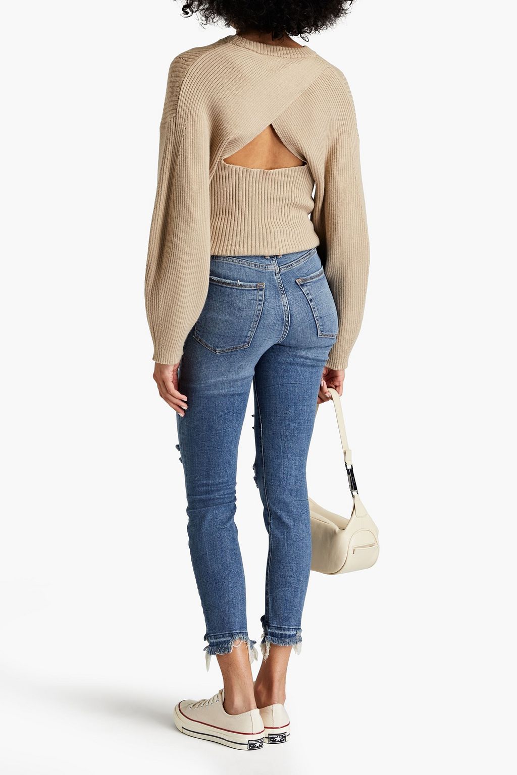 GOOD AMERICAN Good Waist cropped distressed high-rise skinny jeans