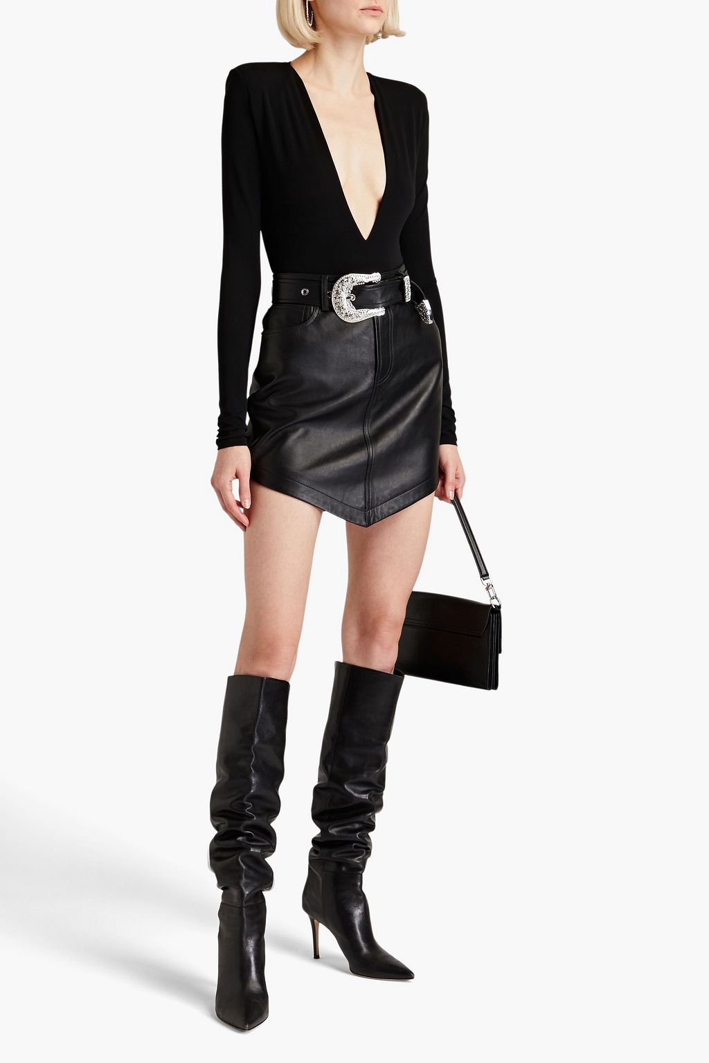 ALEXANDRE VAUTHIER Asymmetrischer Minirock aus Leder