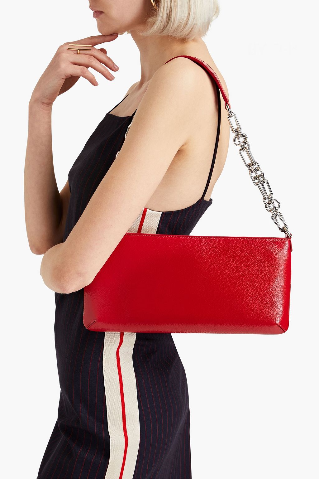BY FAR Holly pebbled-leather shoulder bag