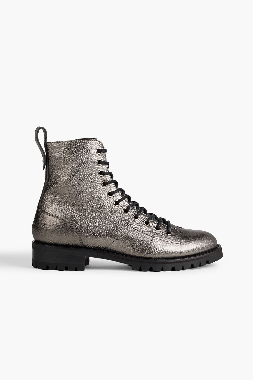 Cruz metallic pebbled-leather combat boots