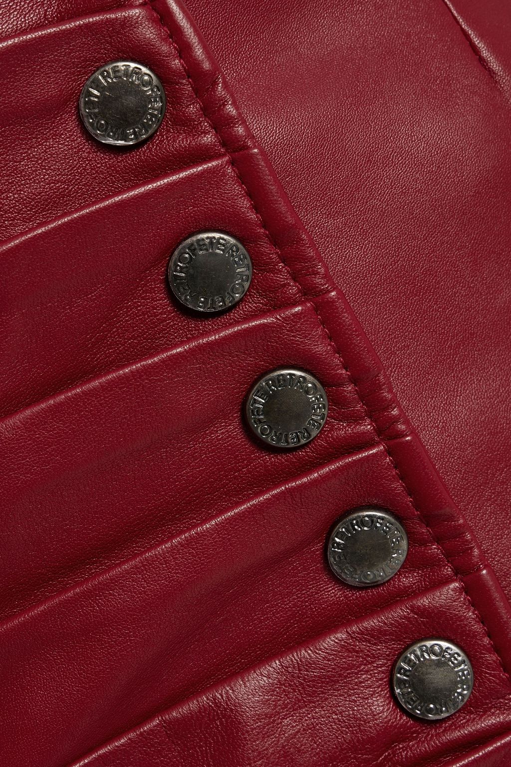 RETROFÊTE Willa pleated leather mini skirt