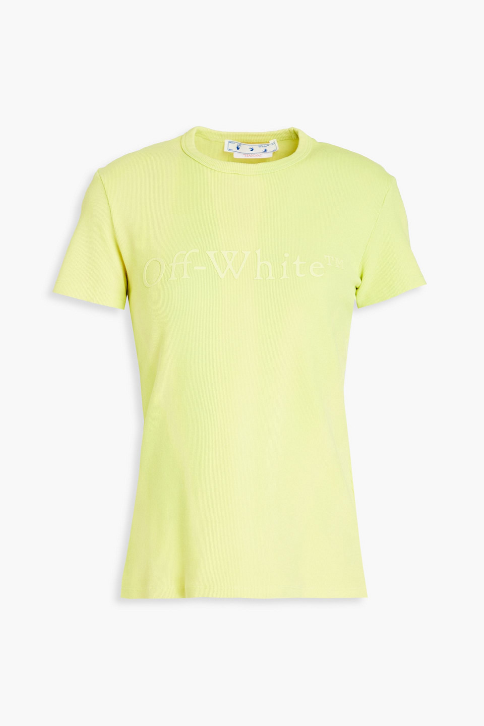 off-white - neon printed stretch-cotton jersey t-shirt - yellow - it 36