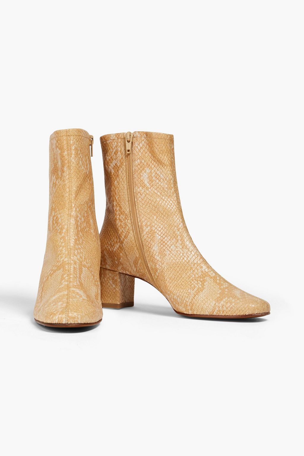 BY FAR Sofia snake-effect leather ankle boots