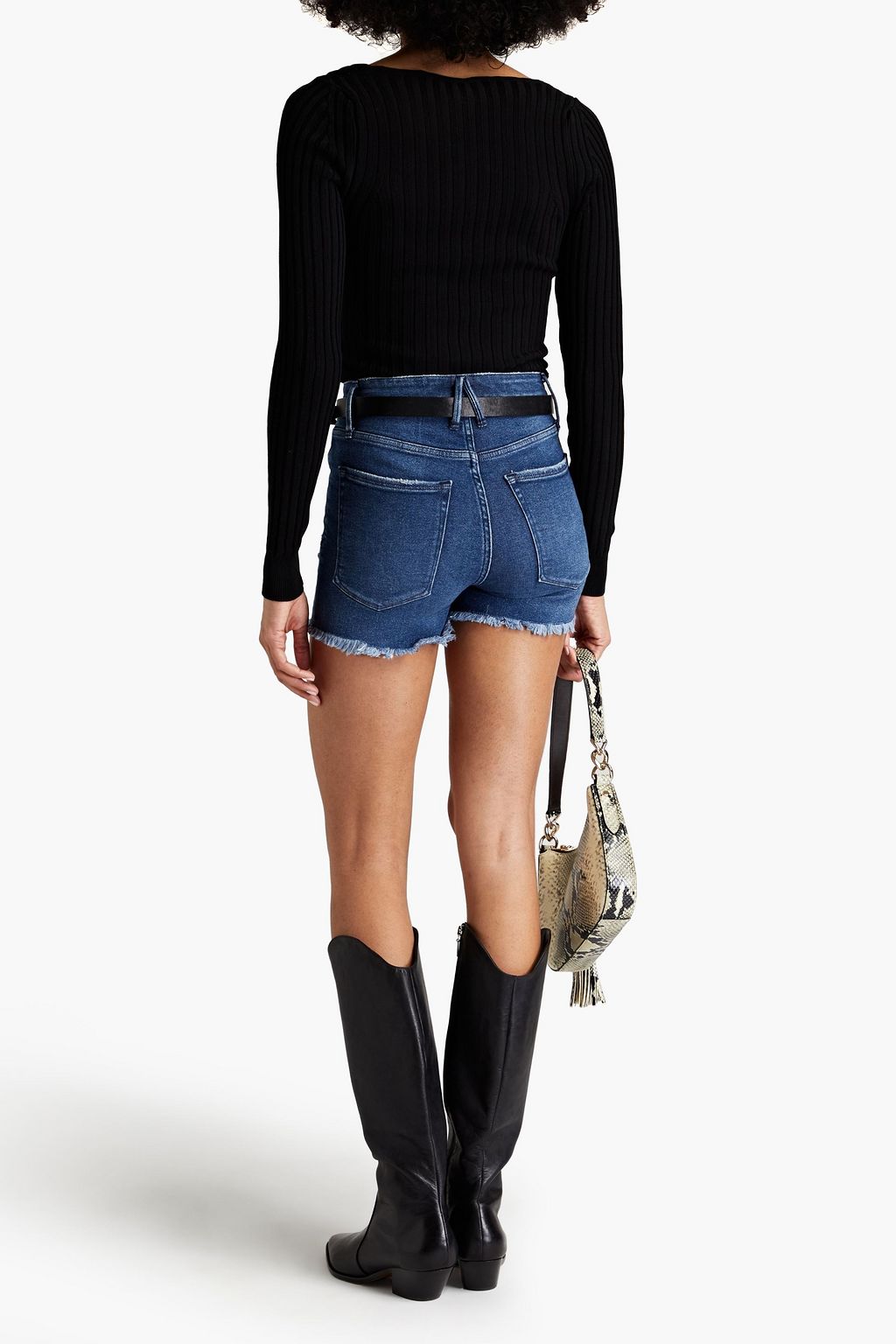 GOOD AMERICAN Frayed denim shorts