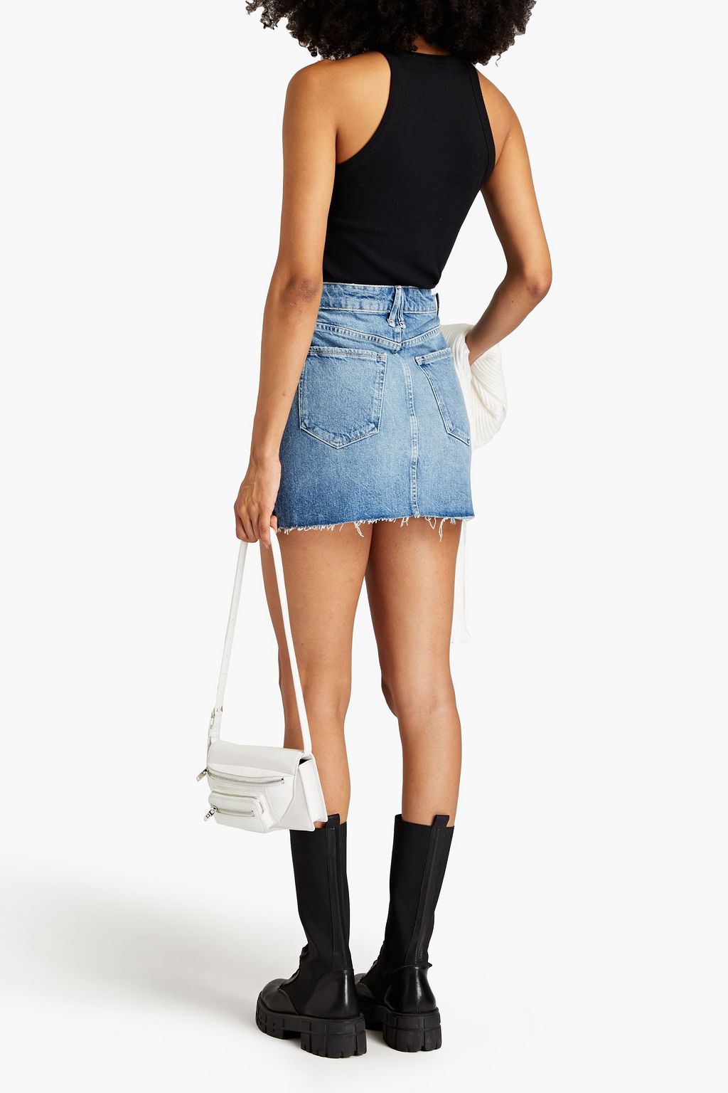 GOOD AMERICAN Minirock aus Denim in ausgewaschener Optik