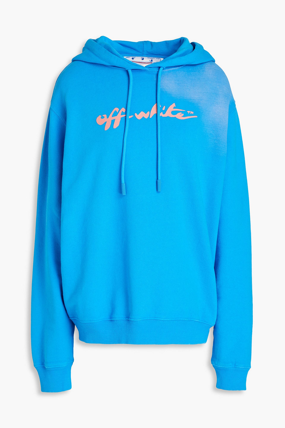 Off-white Printed Cotton-jersey Hoodie In Blue