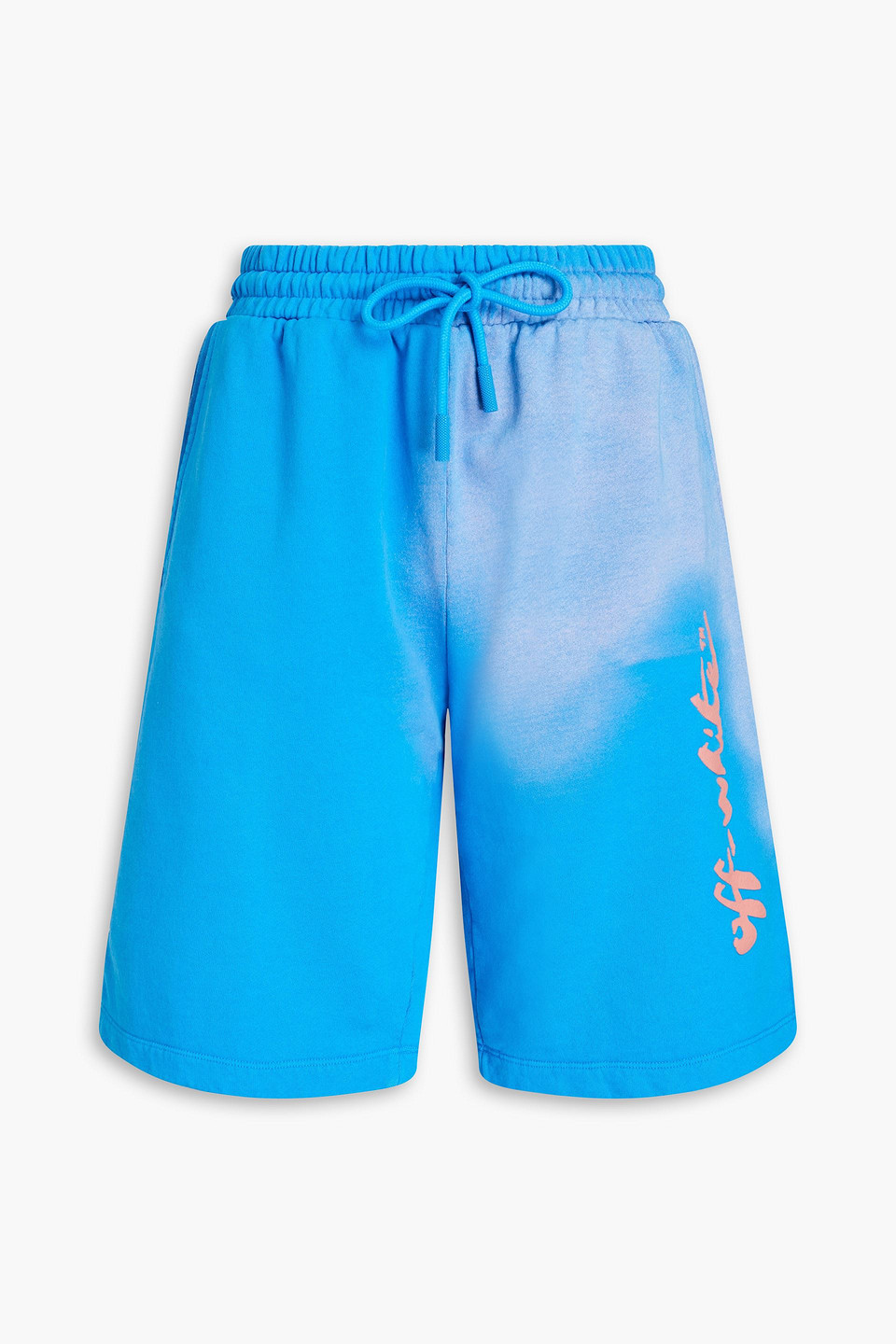 off-white - printed french cotton-terry shorts - blue - xxs