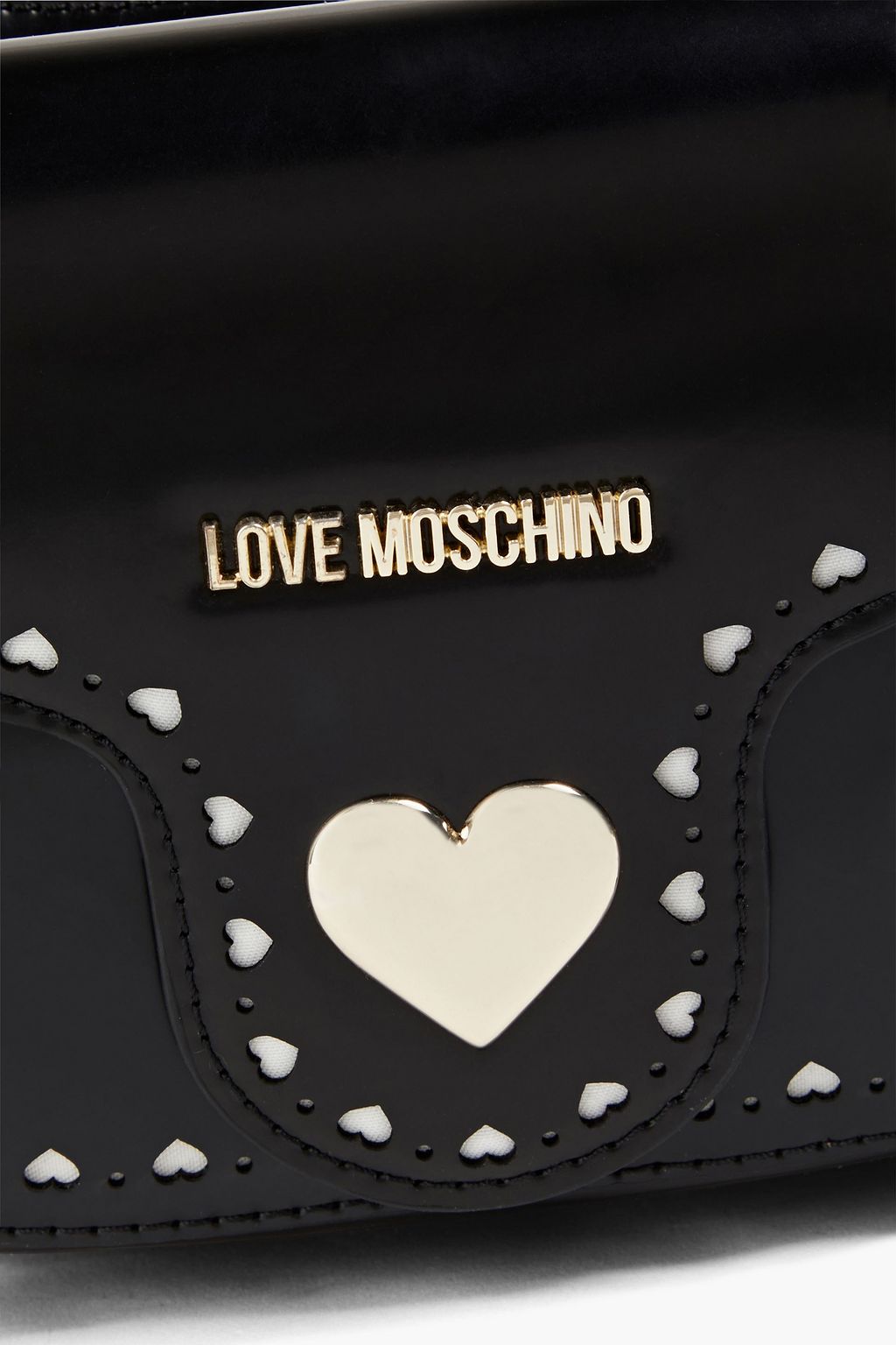 LOVE MOSCHINO Laser-cut glossed faux leather shoulder bag