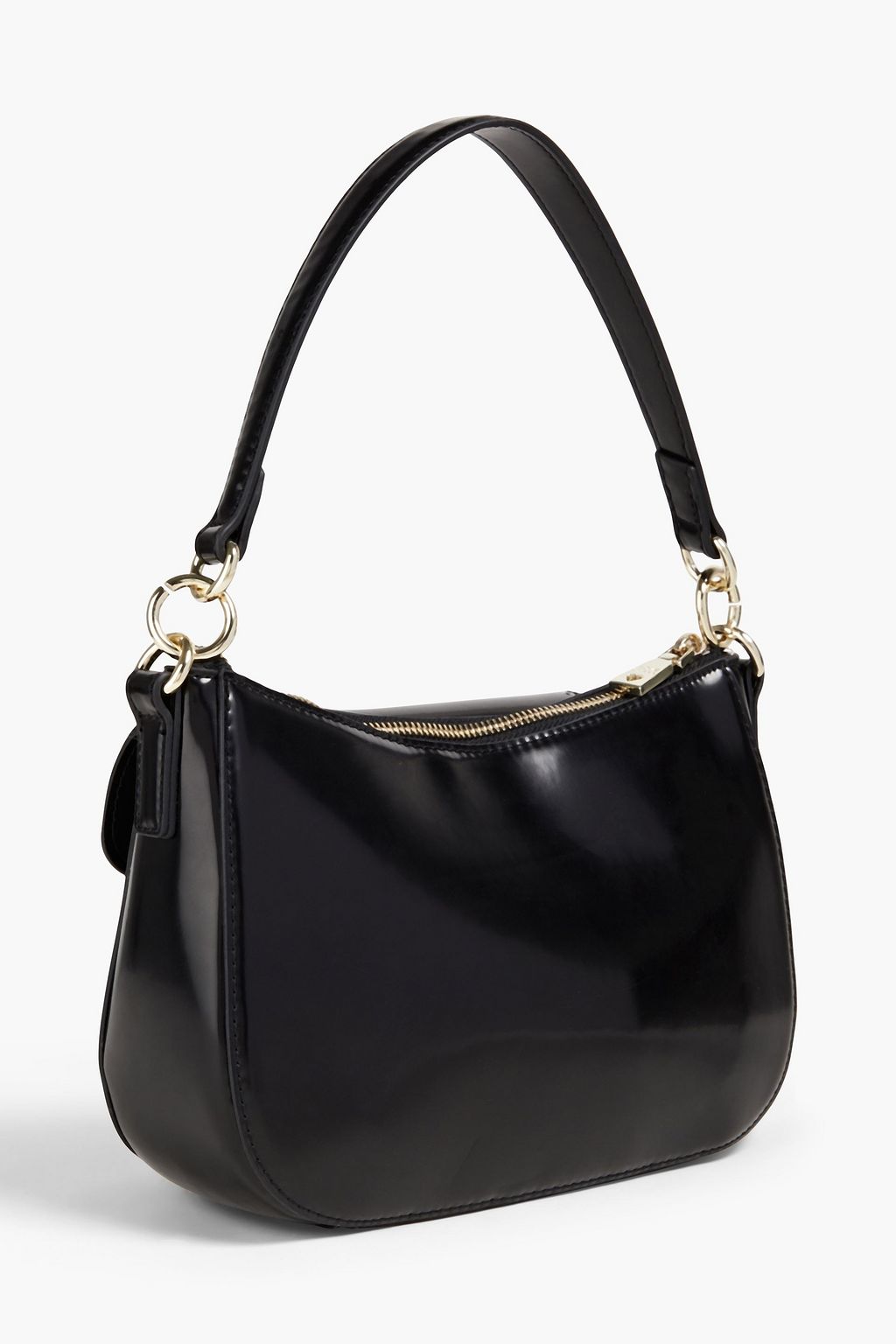 LOVE MOSCHINO Laser-cut glossed faux leather shoulder bag