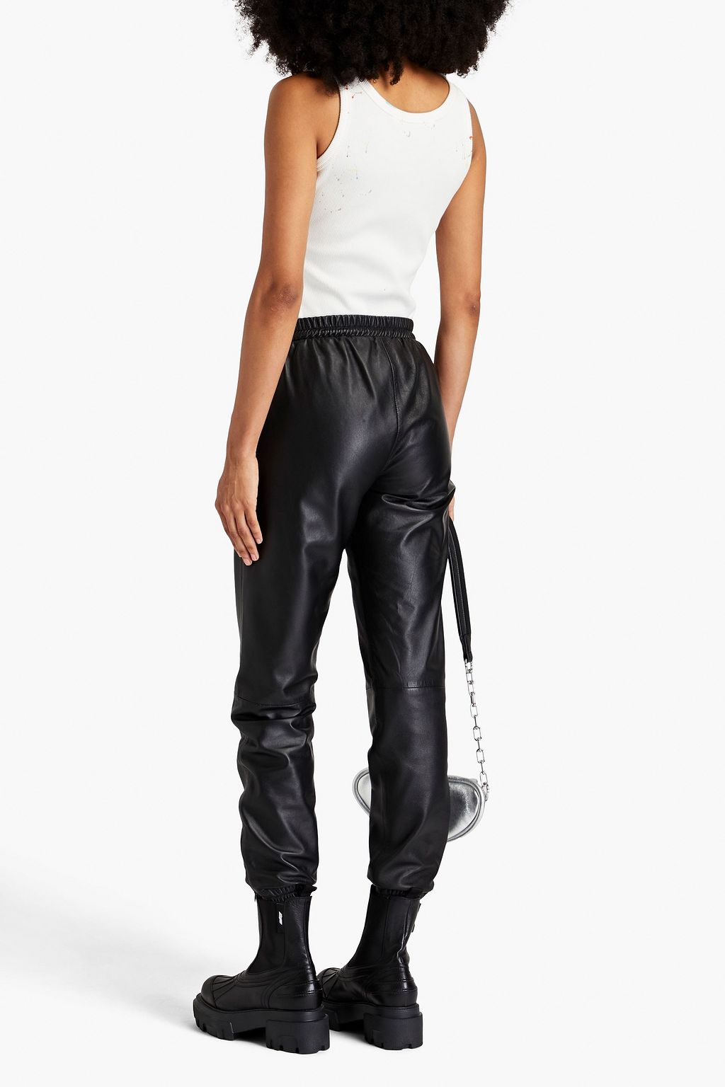 PALM ANGELS リブ編み ストレッチコットンジャージー タンクトップ ペイント加工 プリント入り
