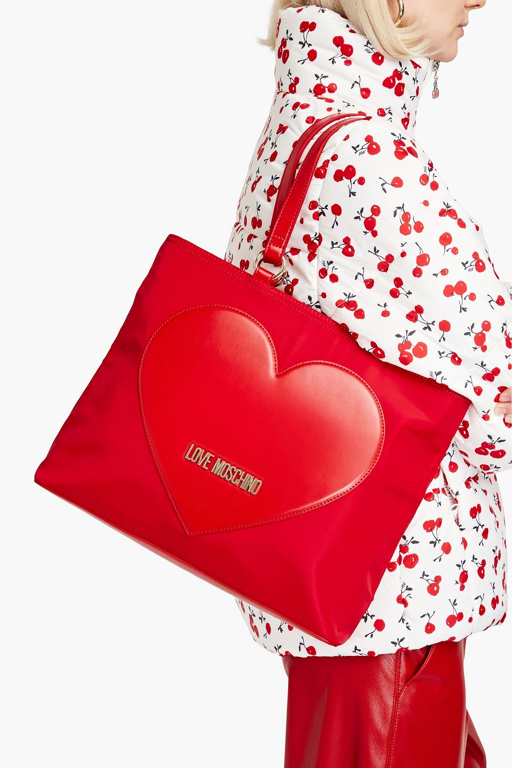 LOVE MOSCHINO Faux leather-trimmed shell tote