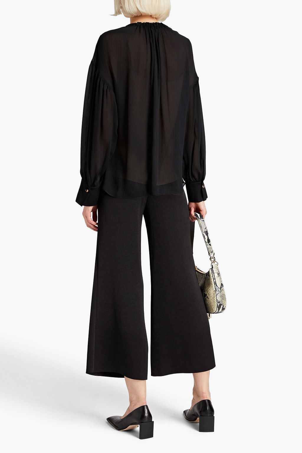VINCE. Gathered silk-crepon blouse
