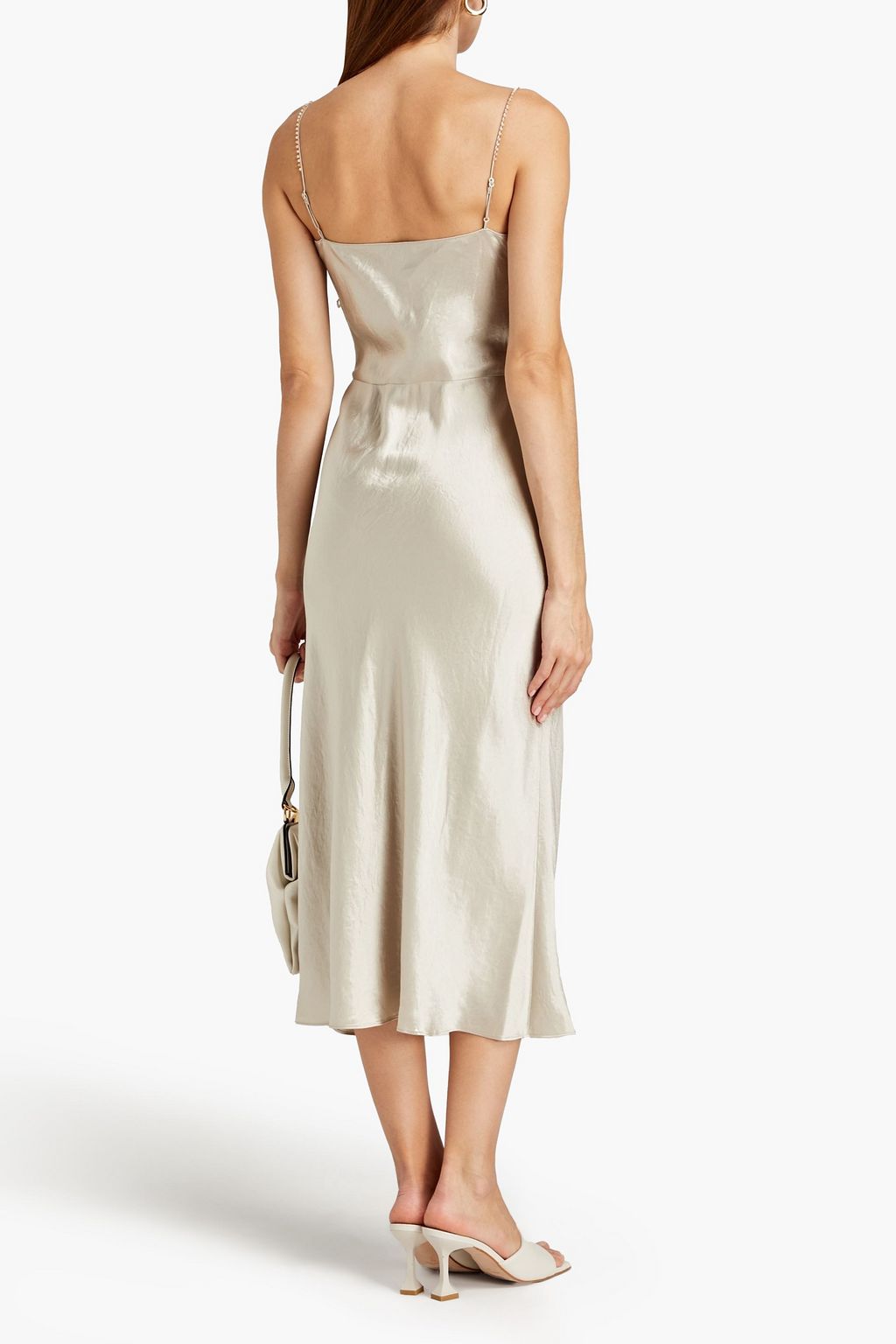 VINCE. Beadembellished satin midi slip dress THE