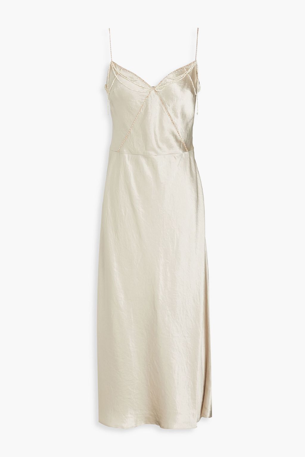 VINCE. Bead-embellished satin midi slip dress | THE OUTNET