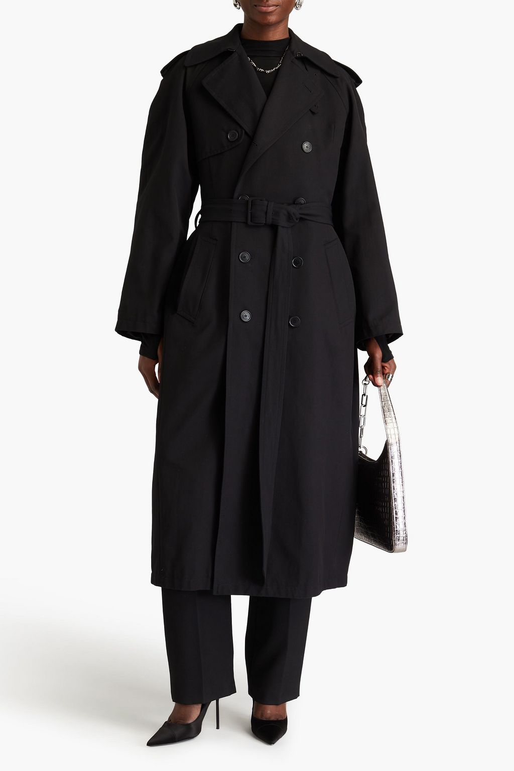 BALENCIAGA Belted wool and cotton-blend gabardine trench coat