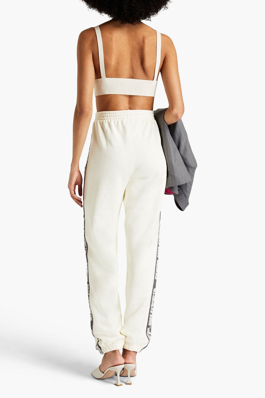 OFF-WHITE™ بنطلون رياضي من قماش تيري القطني الفرنسي مزين بطبعات