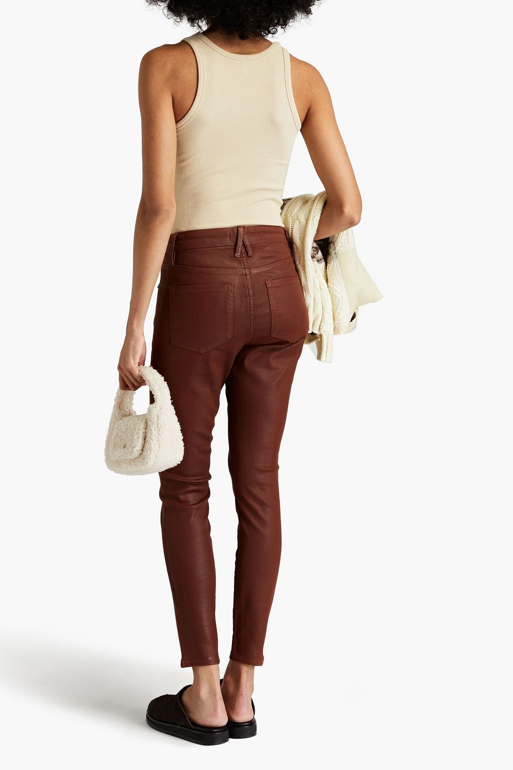 GOOD AMERICAN Coated stretch-cotton twill skinny pants