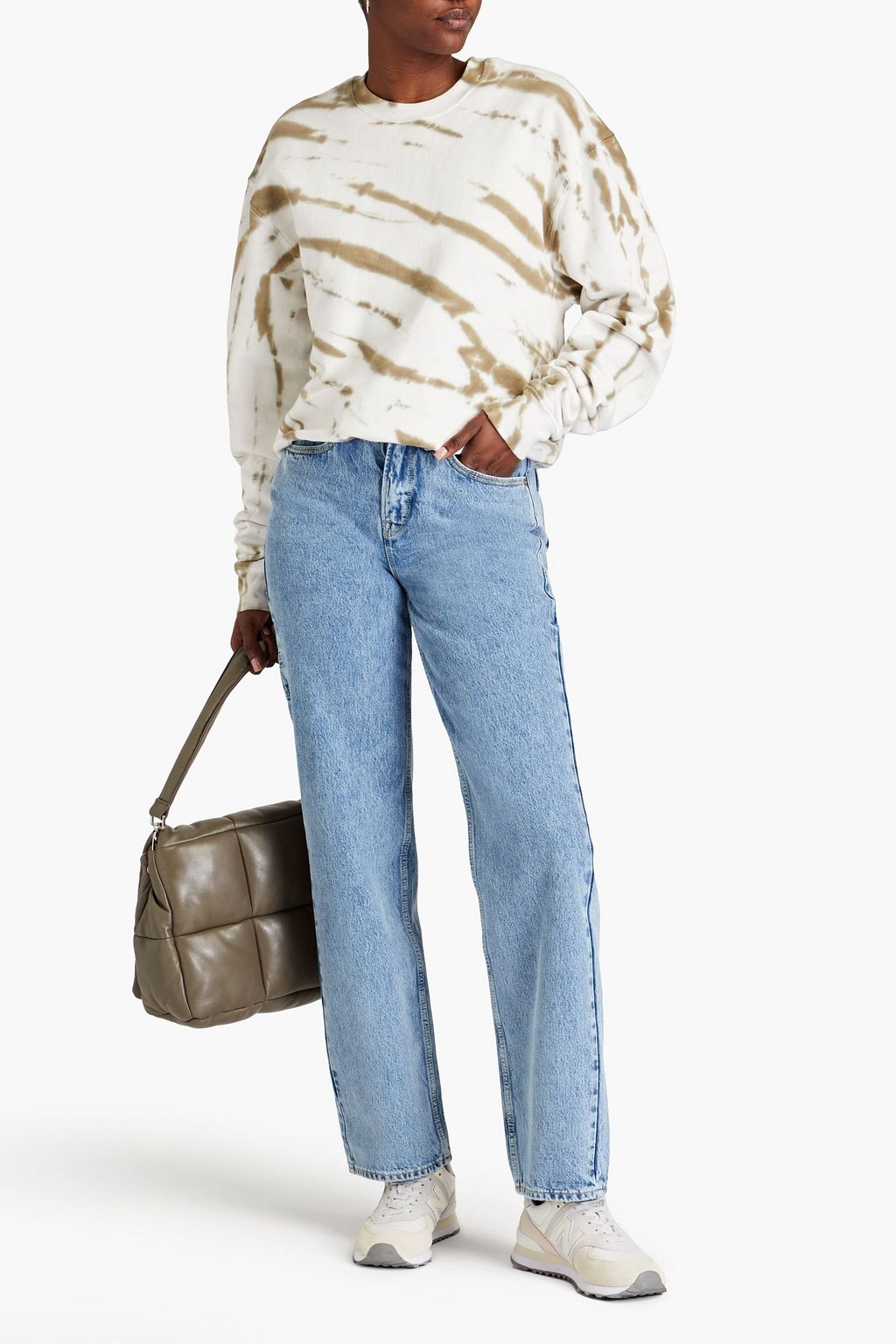 GOOD AMERICAN Sweatshirt aus Baumwollfleece mit Batikmuster