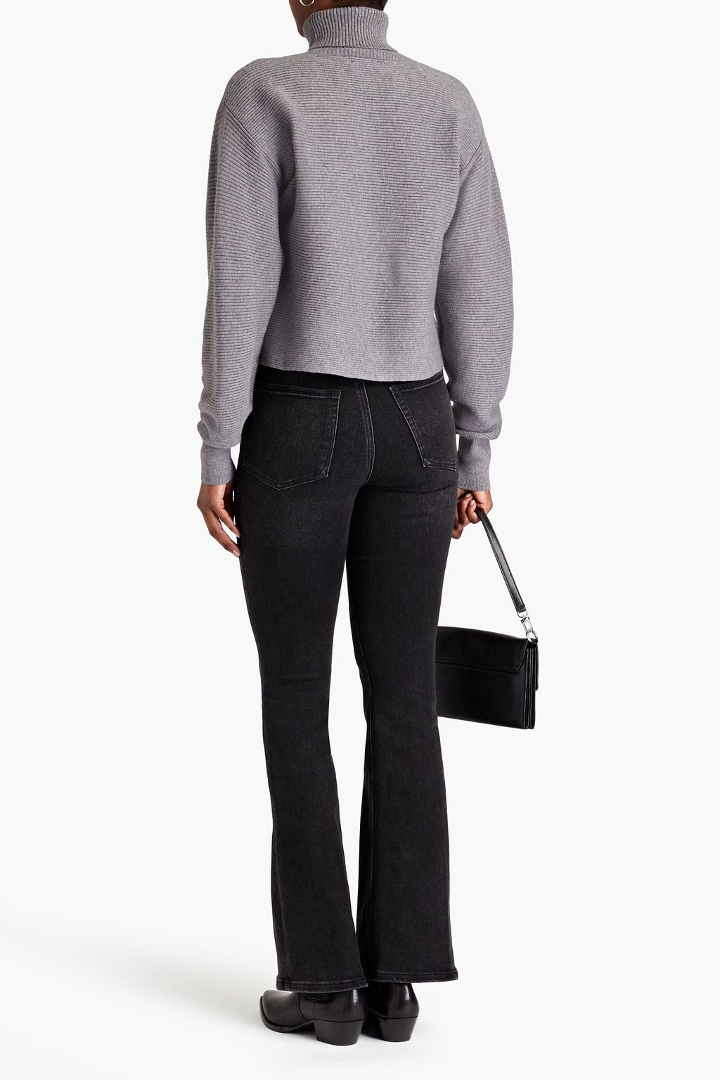 GOOD AMERICAN Forever cropped ribbed-knit turtleneck sweater