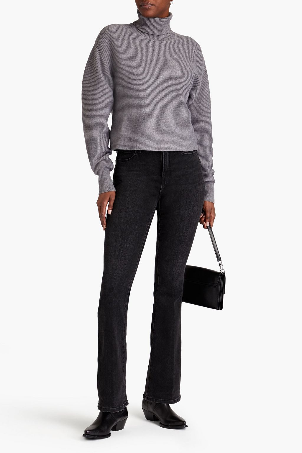 GOOD AMERICAN Forever cropped ribbed-knit turtleneck sweater