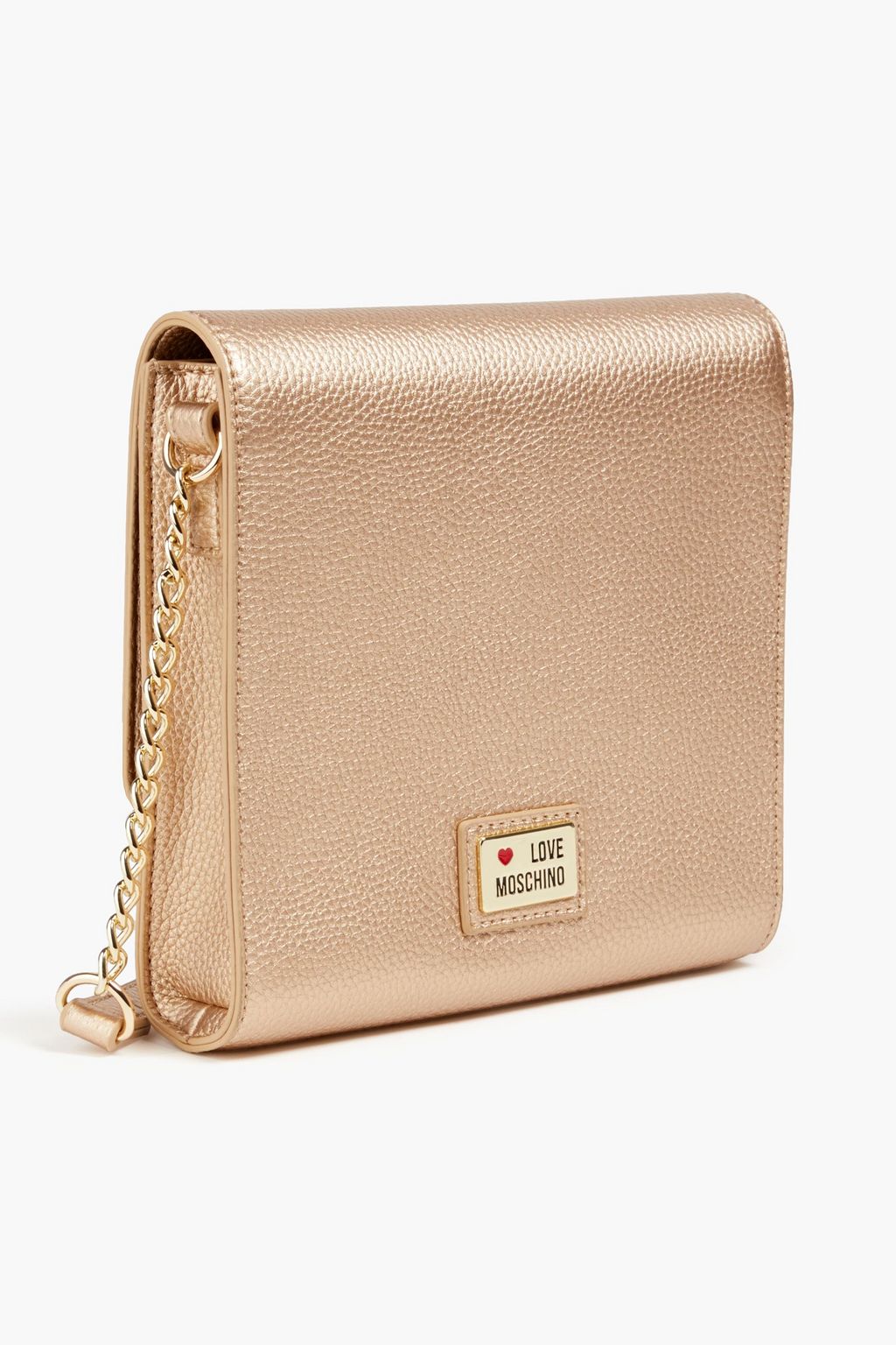 LOVE MOSCHINO Embellished faux pebbled-leather shoulder bag