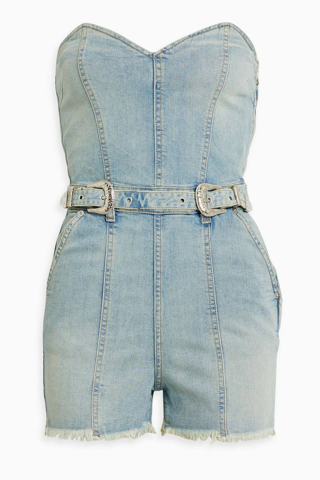 Strapless denim best sale romper