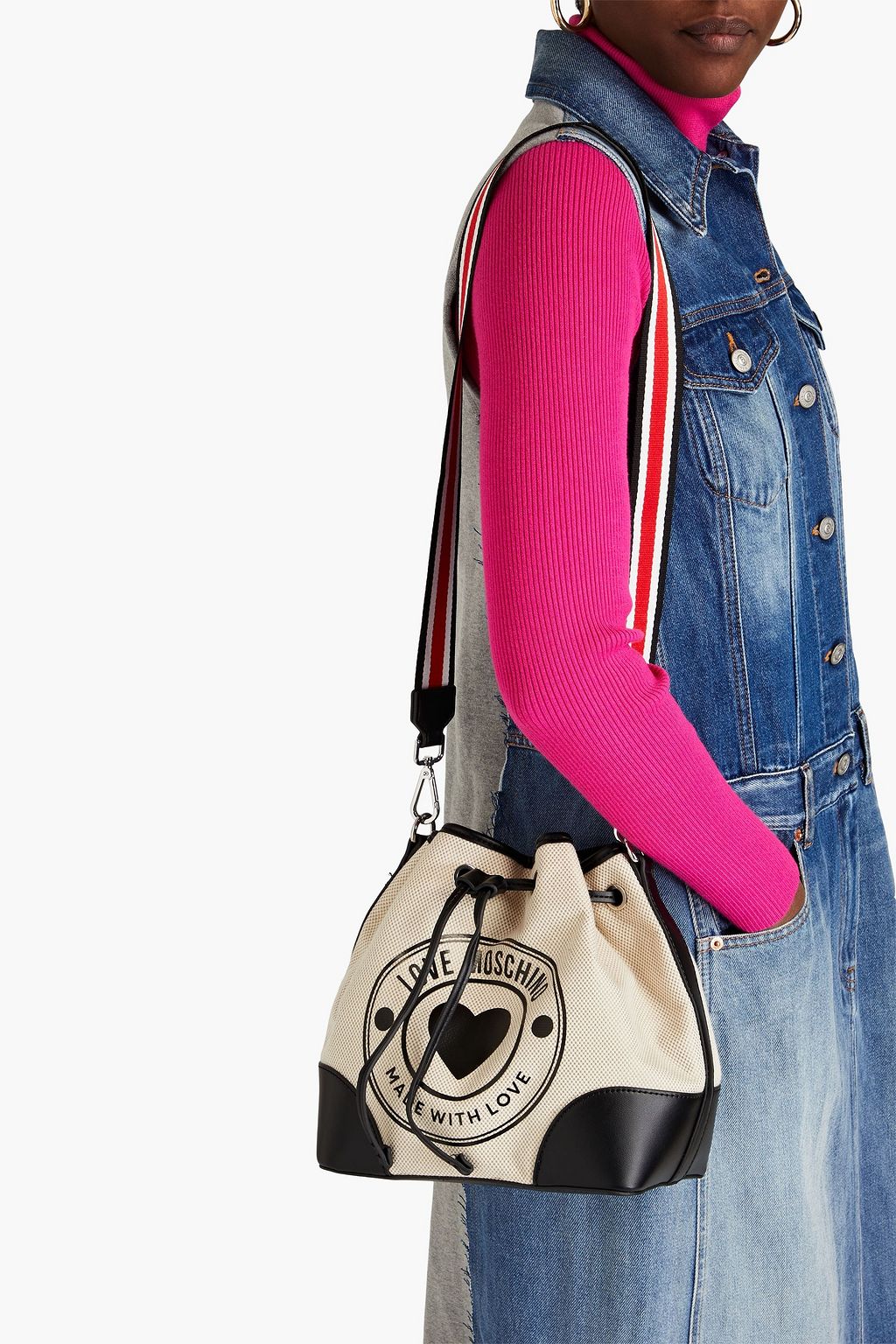 LOVE MOSCHINO Printed canvas bucket bag