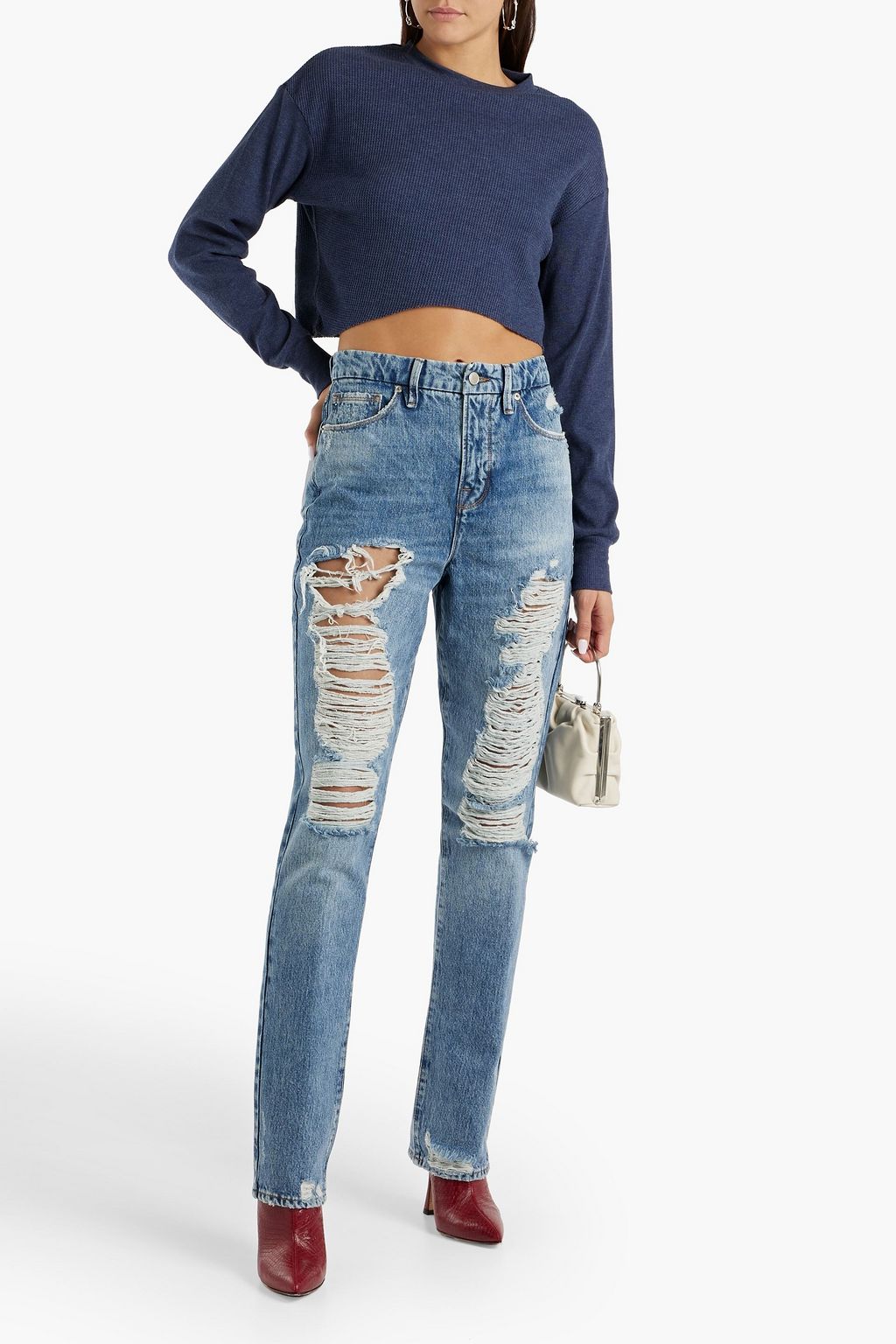 GOOD AMERICAN Good Boy distressed boyfriend jeans