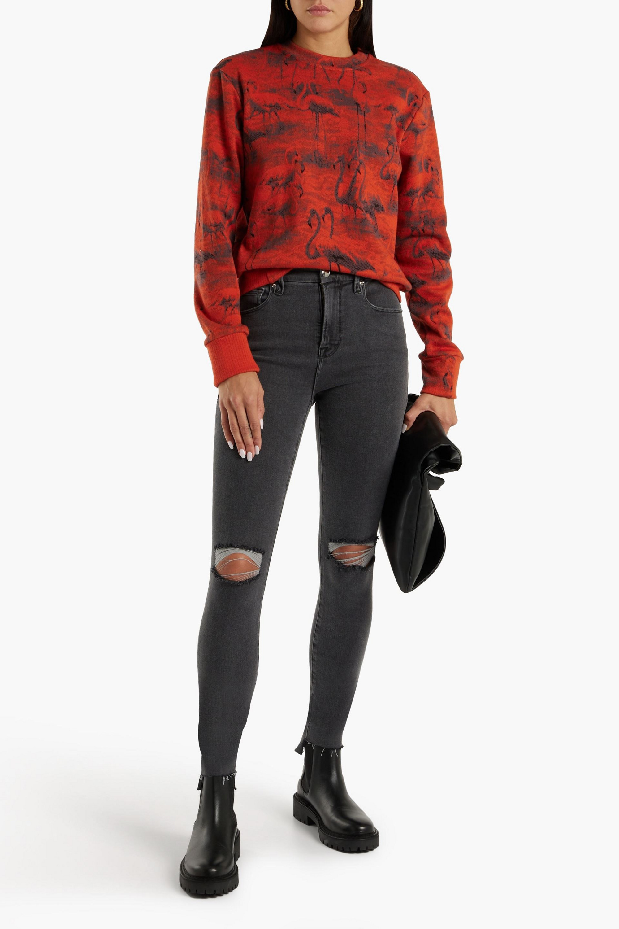 Good American Good Legs distressed mid-rise skinny jeans