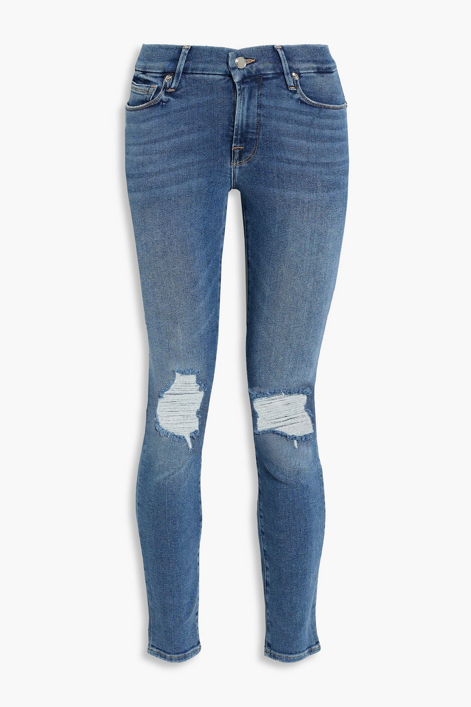 good american - good legs distressed mid-rise skinny jeans - blue - 24