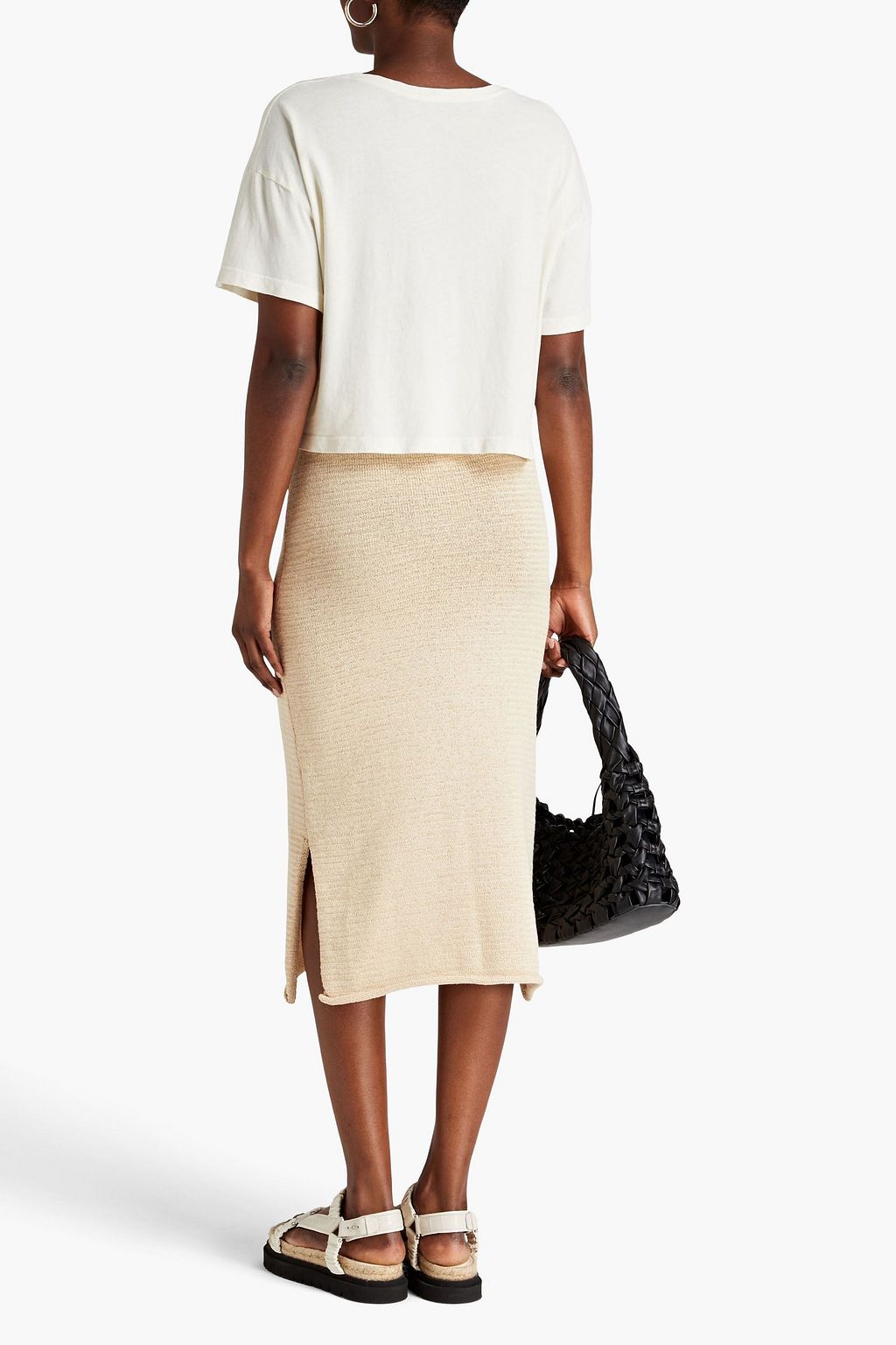 RAQUEL ALLEGRA Cropped printed cottonjersey Tshirt THE