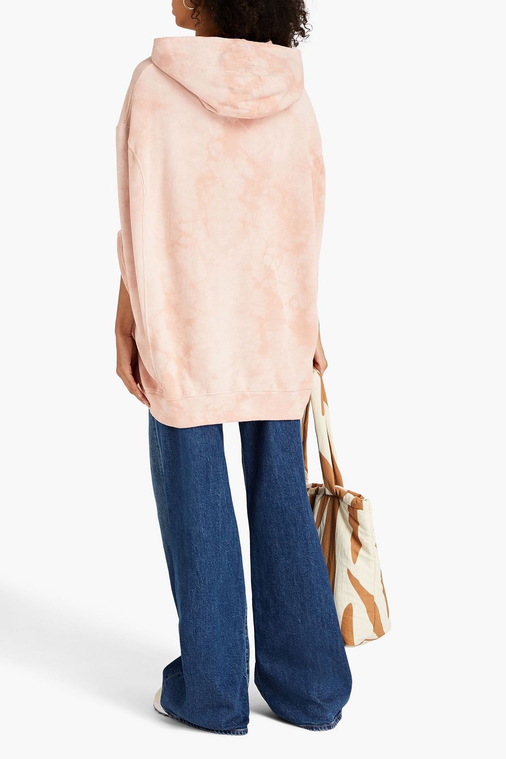 RAQUEL ALLEGRA Tie-dyed French cotton-terry hooded poncho