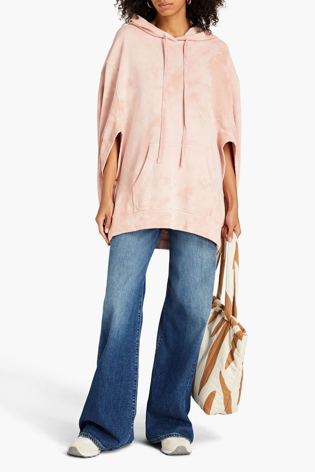 RAQUEL ALLEGRA Tie-dyed French cotton-terry hooded poncho
