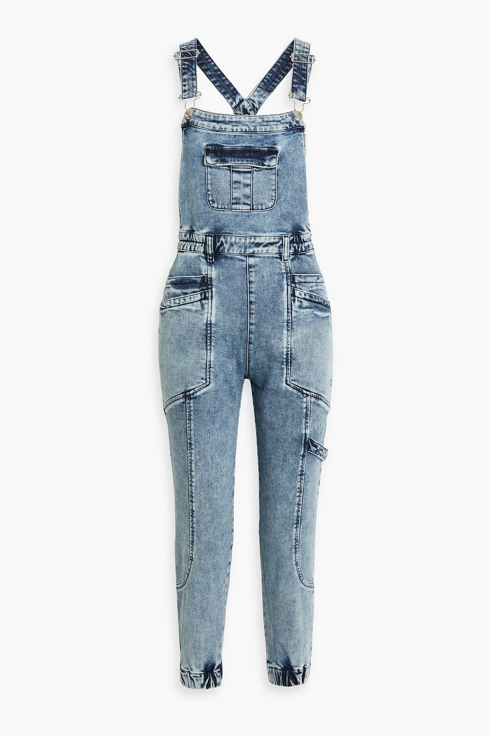 Retroféte Talia Acid-wash Denim Dungarees In Mid Denim