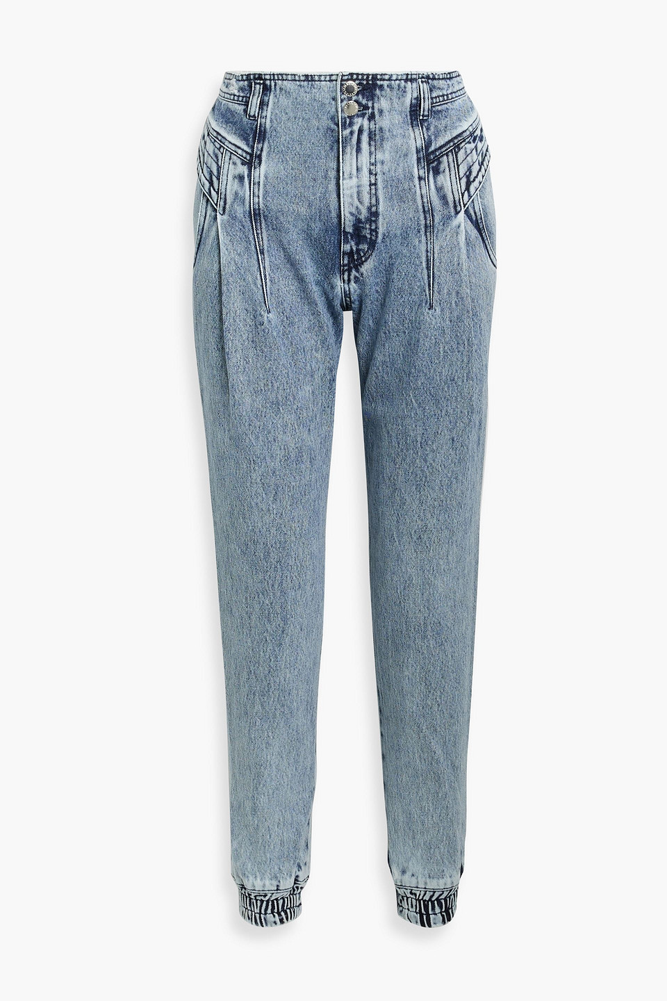 Shop Retroféte Miriam Acid-wash High-rise Tapered Jeans In Light Denim